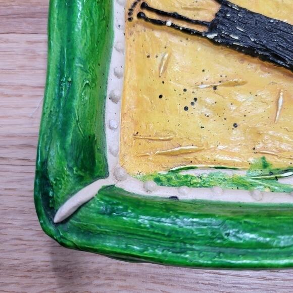 Vintage Signed Jumping Smiling Black Cat Wall Art Leaping Cat Kitten 1999 - Picture 8 of 16